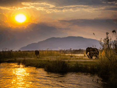 lower Zambezi , sunset, elephant